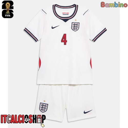 Inghilterra Declan Rice #4 Prima Maglia Bambino Mondiali 2026 Manica Corta (+ Pantaloni corti)